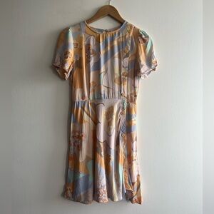 Zara Pastel Floral Dress Cottagecore Puff Sleeve Boho Coquette Sz S